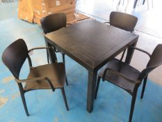 5 piece plastic outdoor table set comprising table 800 x 800mm and 4 chairs- black
