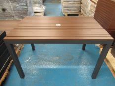2 x Latted Wood Effect Outdoor Dining Tables (1200mm x 750mm)