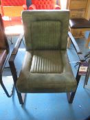 Leather steel cantilever framed armchair- Olive