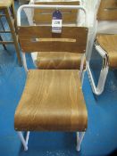 6 x Metal Framed Wooden Seated Canteen Chairs