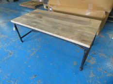 Reclaimed wood/industrial style iron/steel framed coffee table (1200 x 600mm)
