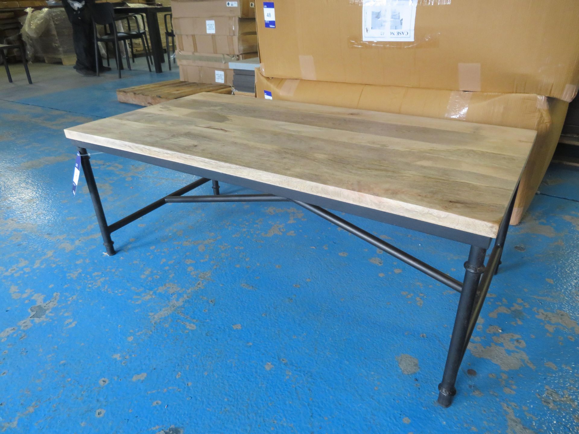 Reclaimed wood/industrial style iron/steel framed coffee table (1200 x 600mm)