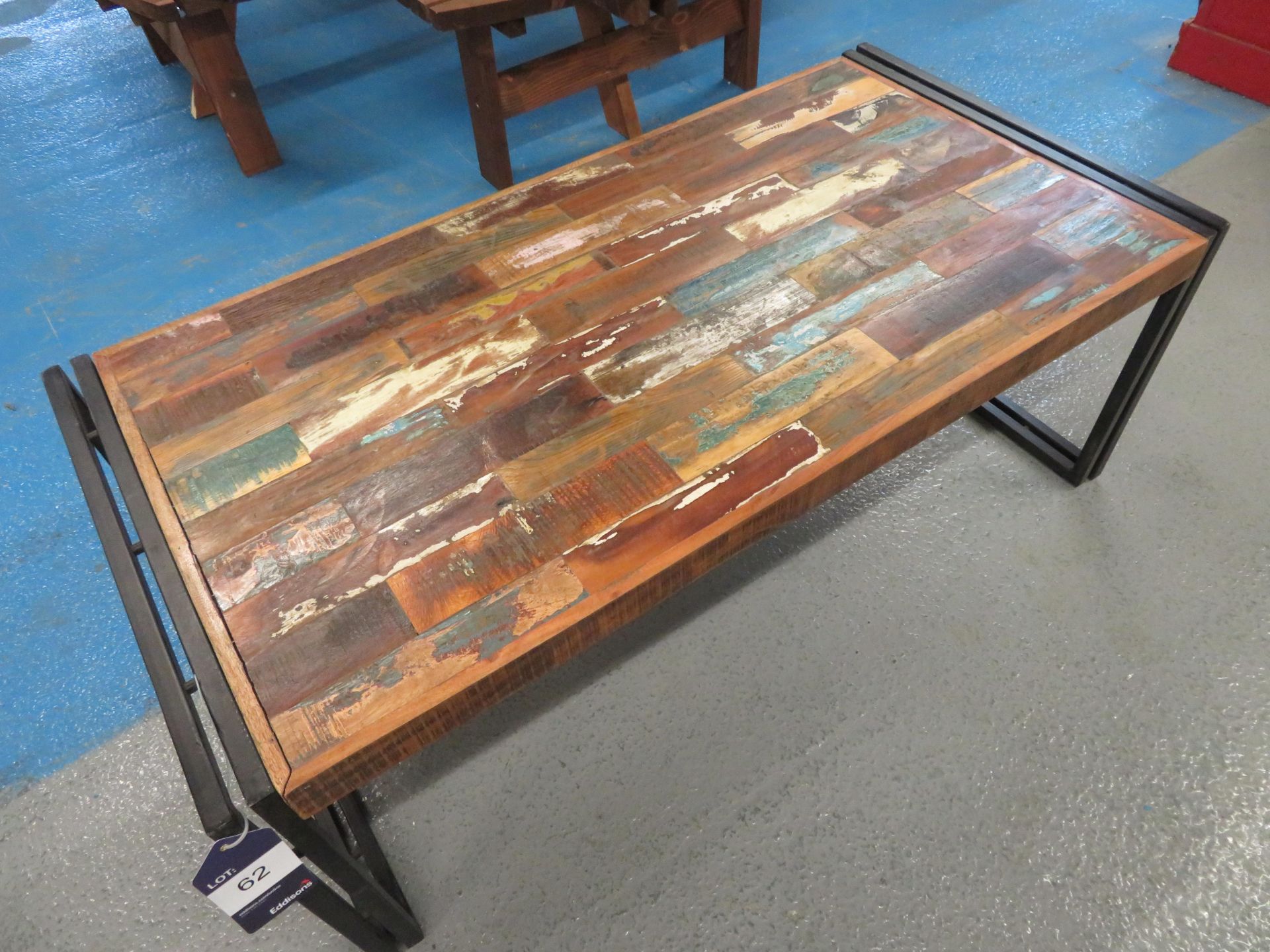 Urban Chic reclaimed wood effect coffee table with steel legs - Image 2 of 2