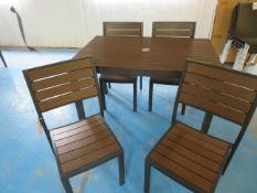 5 piece outdoor slatted garden set (plastic) comprising rectangular table (1200x750mm) and 4 chairs