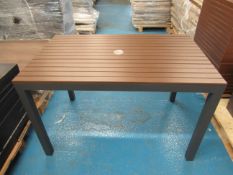 2 x Latted Wood Effect Outdoor Dining Tables (1200mm x 750mm)