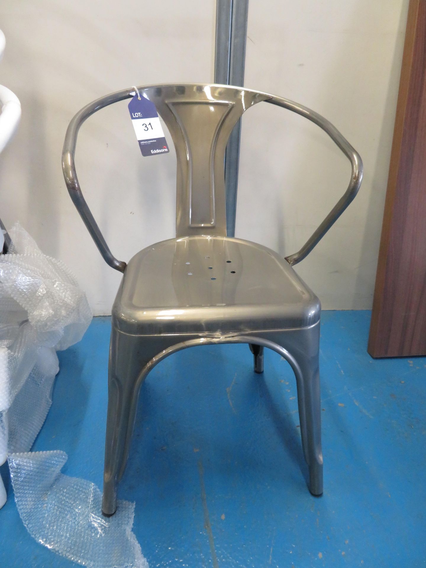 4x Tolix style steel chairs- gun metal colour