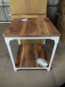 Metal Framed Square Topped Coffee Table with distressed wood effect top and undershelf (480 x 480 x
