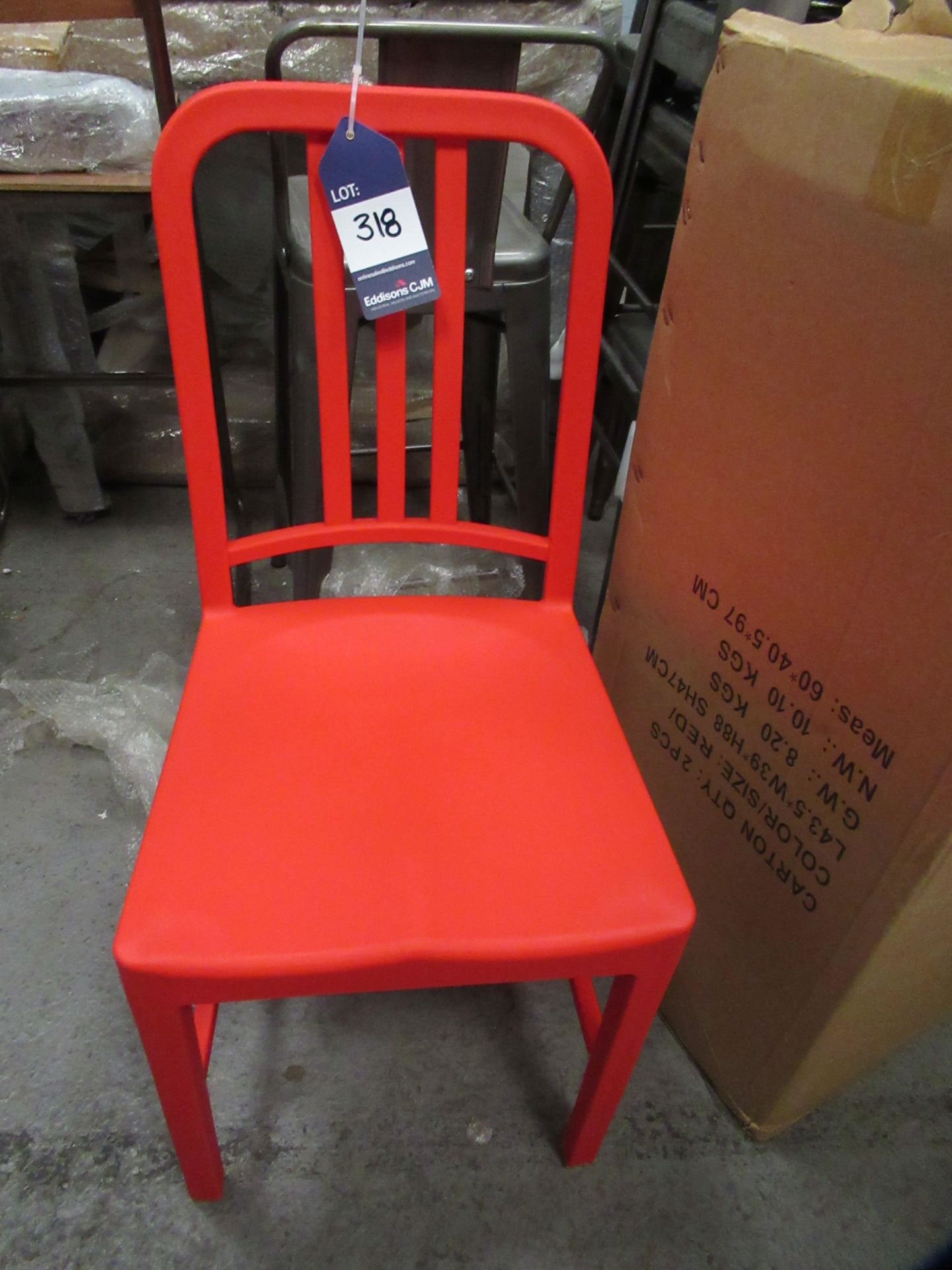 6 x PP Navy Chairs in red
