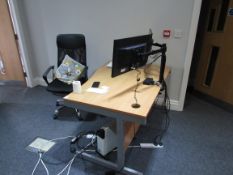 2 monitors with support arm and docking station