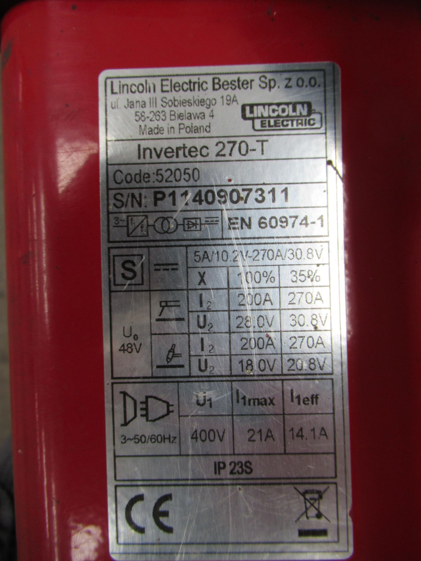 Lincoln electric Invertec V270 welder - Image 5 of 8