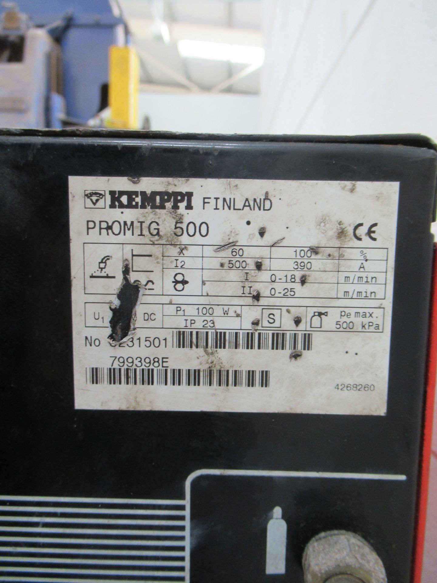 Kemppi ML synergic Promig 500 welder with Kemppi Pro 3000 power source with leads and torch - Image 7 of 10