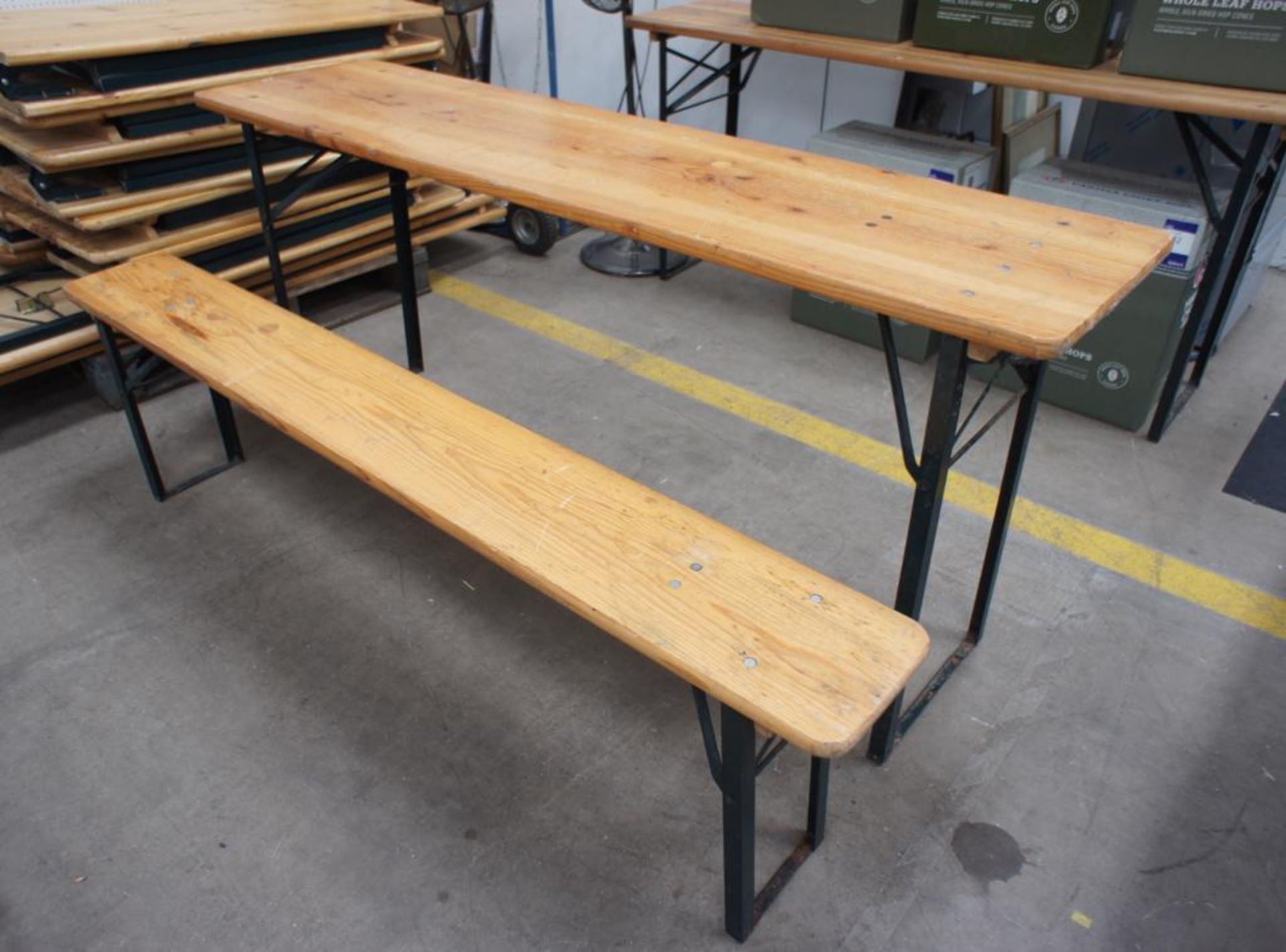 Pine Effect Foldaway Table 1760 x 460 with 1 x Pine Effect Foldaway Bench 1760 x 230mm