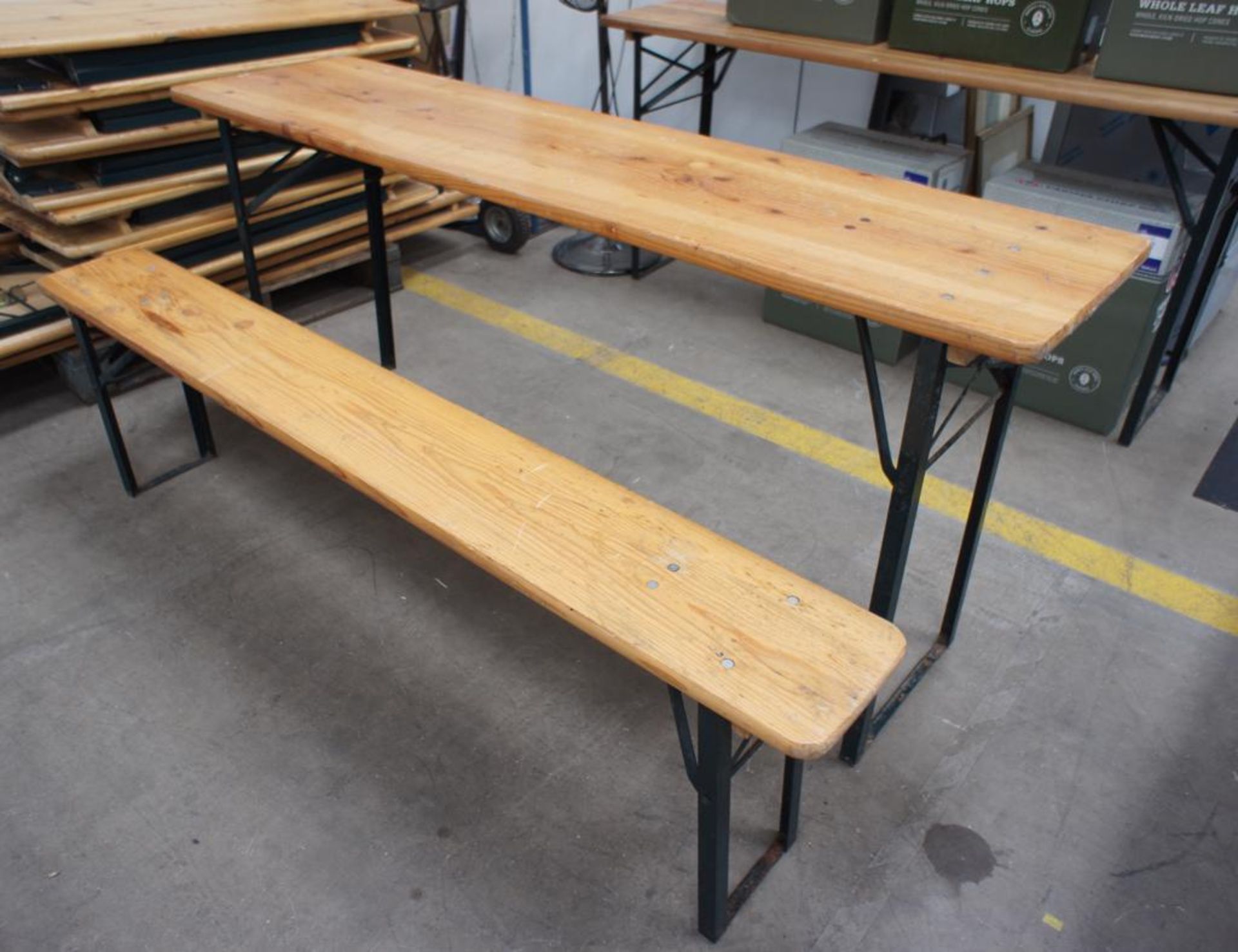 Pine Effect Foldaway Table 1760 x 460 with 1 x Pine Effect Foldaway Bench 1760 x 230mm - Image 2 of 2