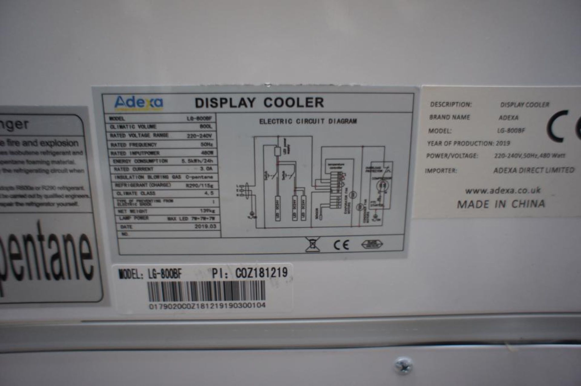 Adexa LG-800BF Double Door Display Refrigerator, 240v - Image 4 of 5