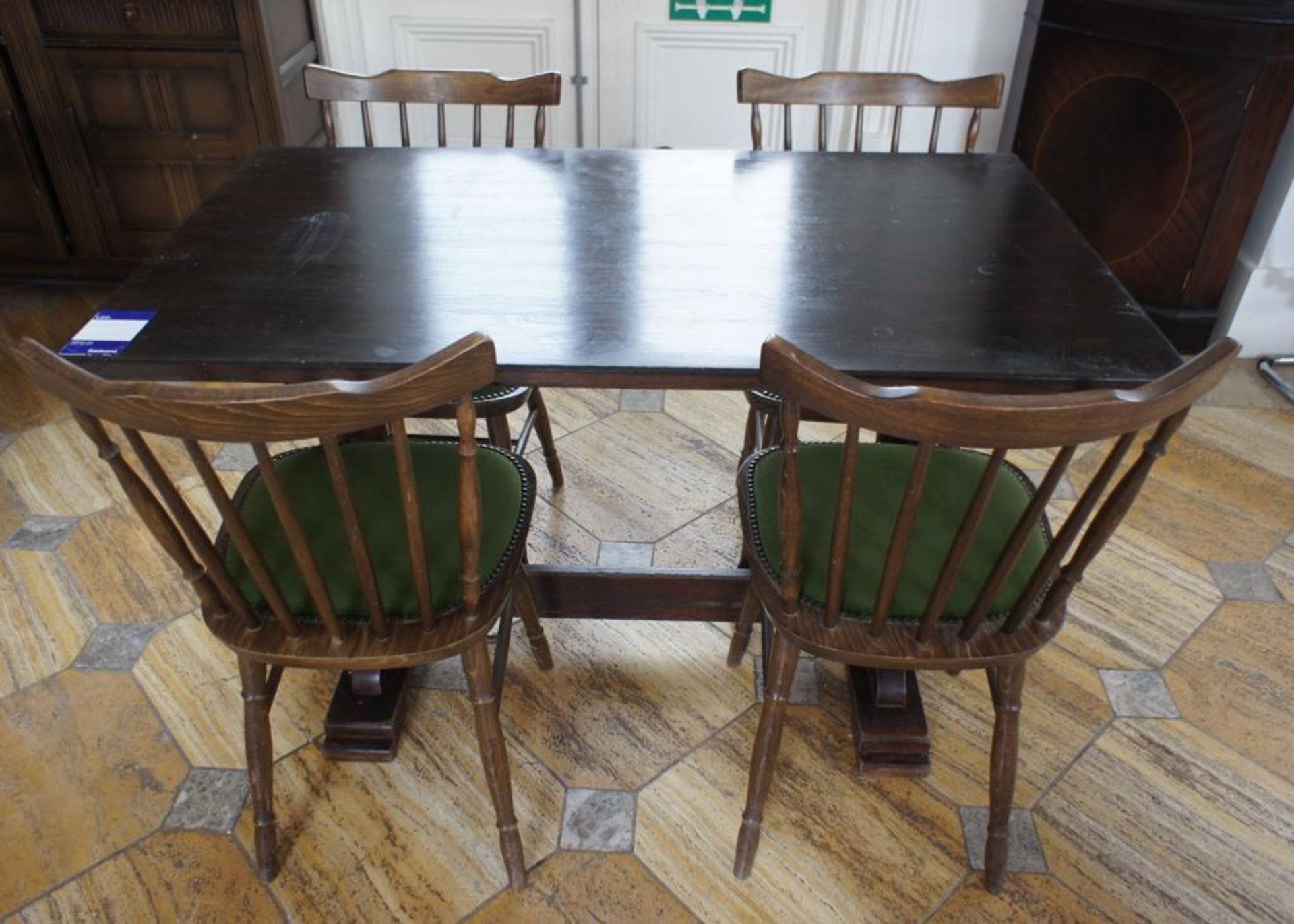 Oak Effect Rectangular Table 1200 x 680mm with 4 x Oak Effect Part Upholstered Chairs - Image 4 of 4