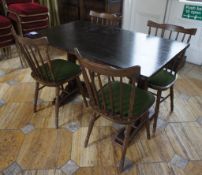 Oak Effect Rectangular Table 1200 x 680mm with 4 x Oak Effect Part Upholstered Chairs