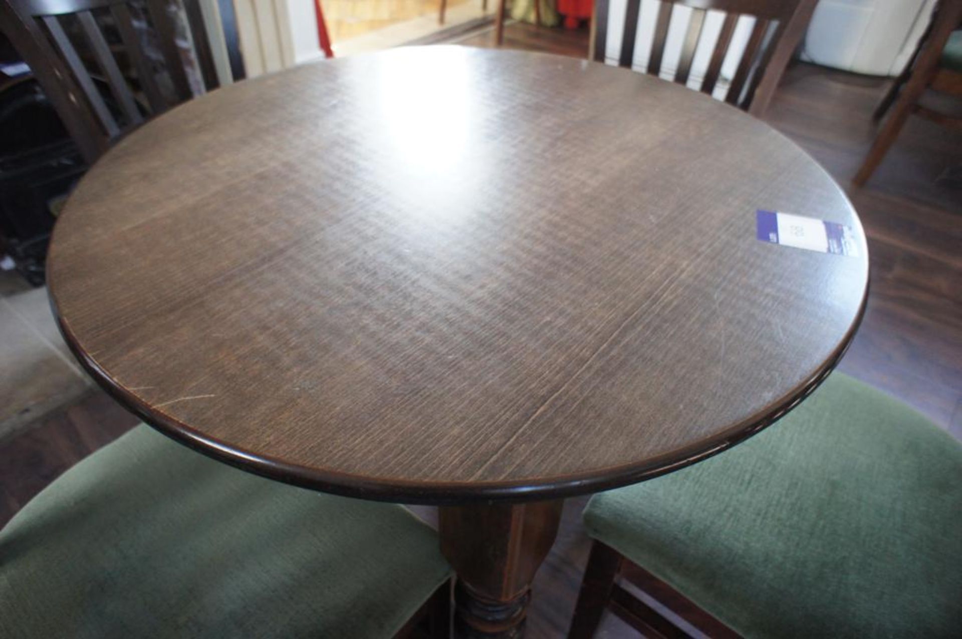 Oak Effect Circular Table 900mm Diameter with 4 x Oak Effect Part Upholstered Chairs - Image 2 of 3