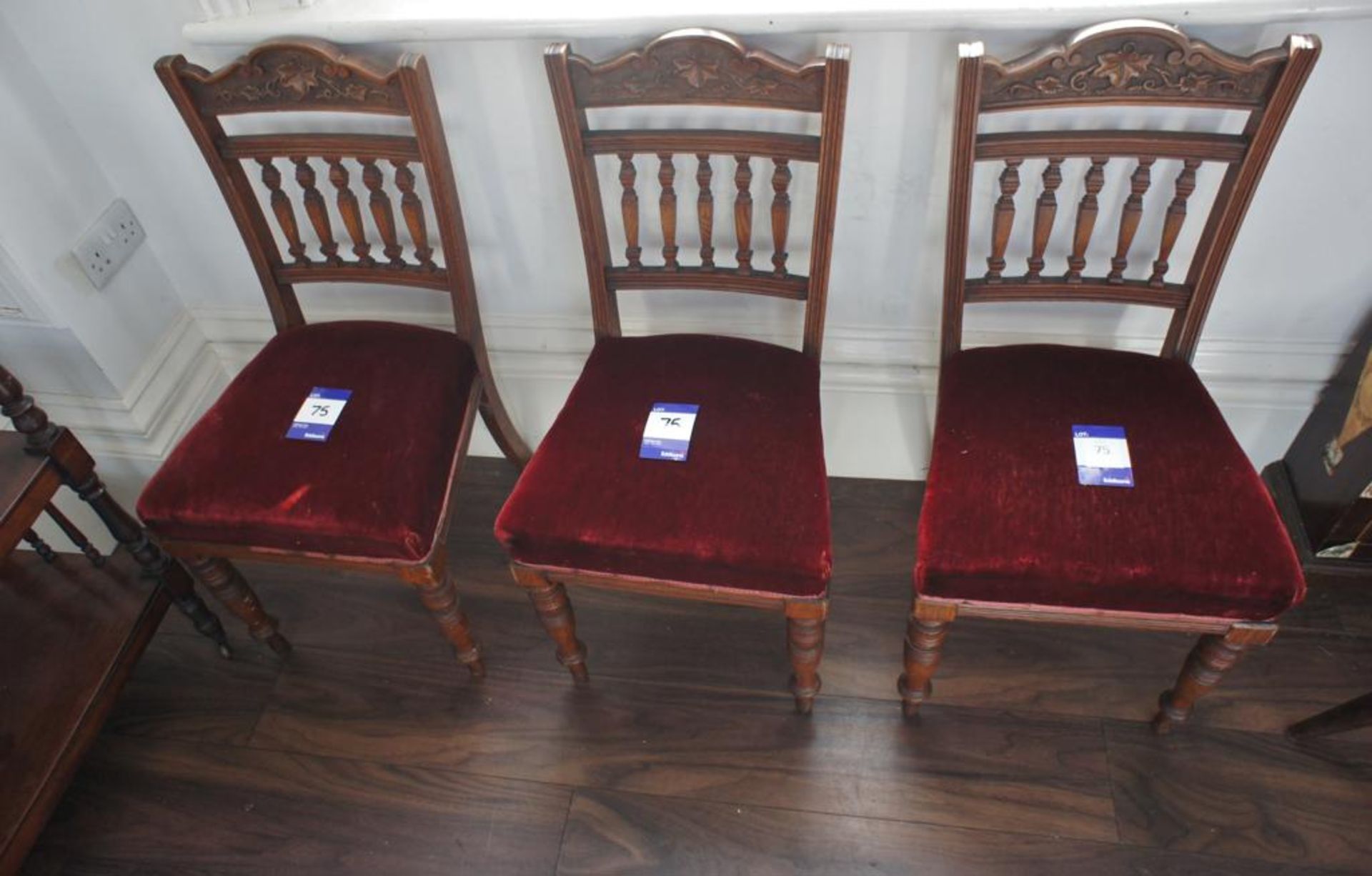 3 x Oak Effect Part Upholstered Chairs - Image 3 of 3