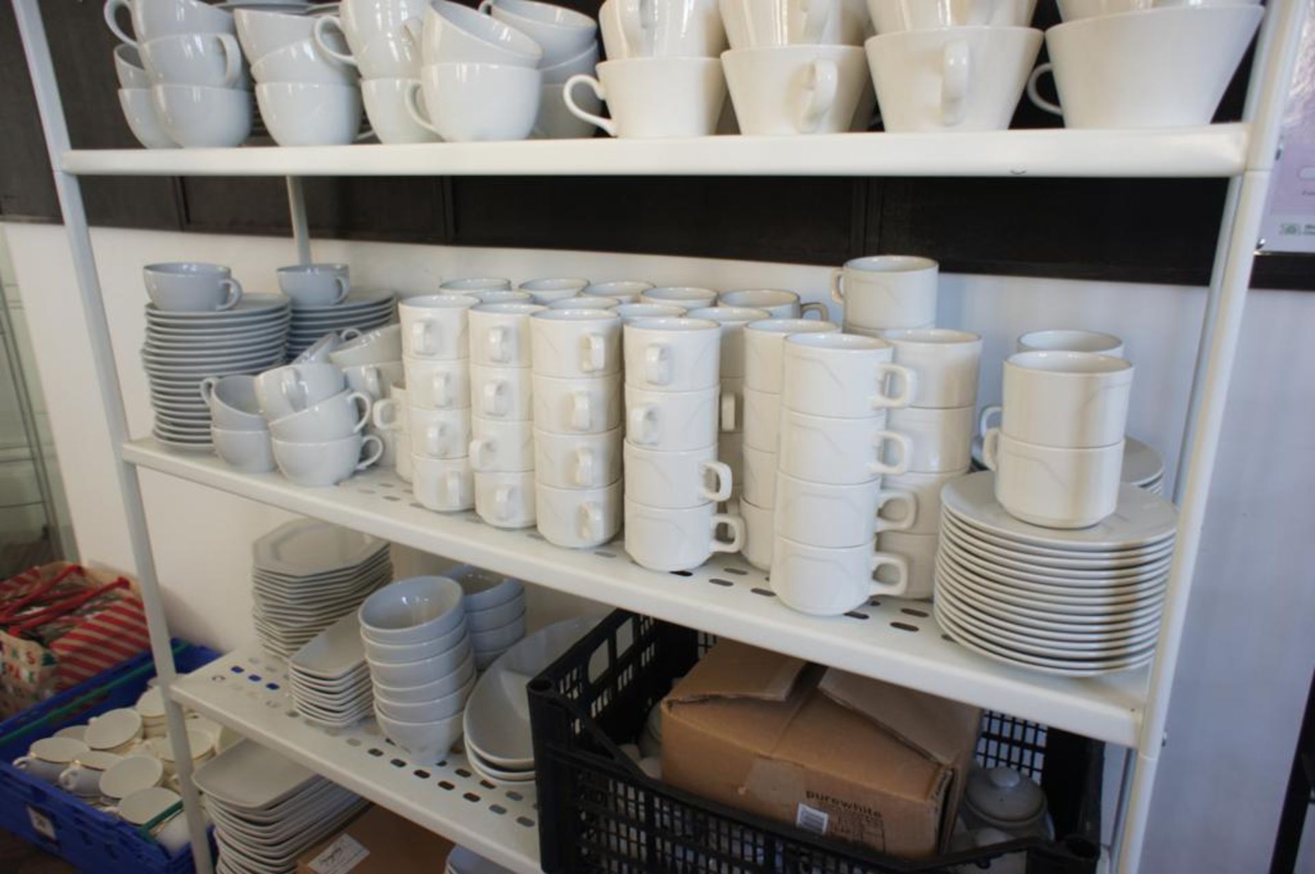 5-Tier Metal Storage Rack & Contents including Glassware, Cups, Bowls, Plates etc. - Image 4 of 8