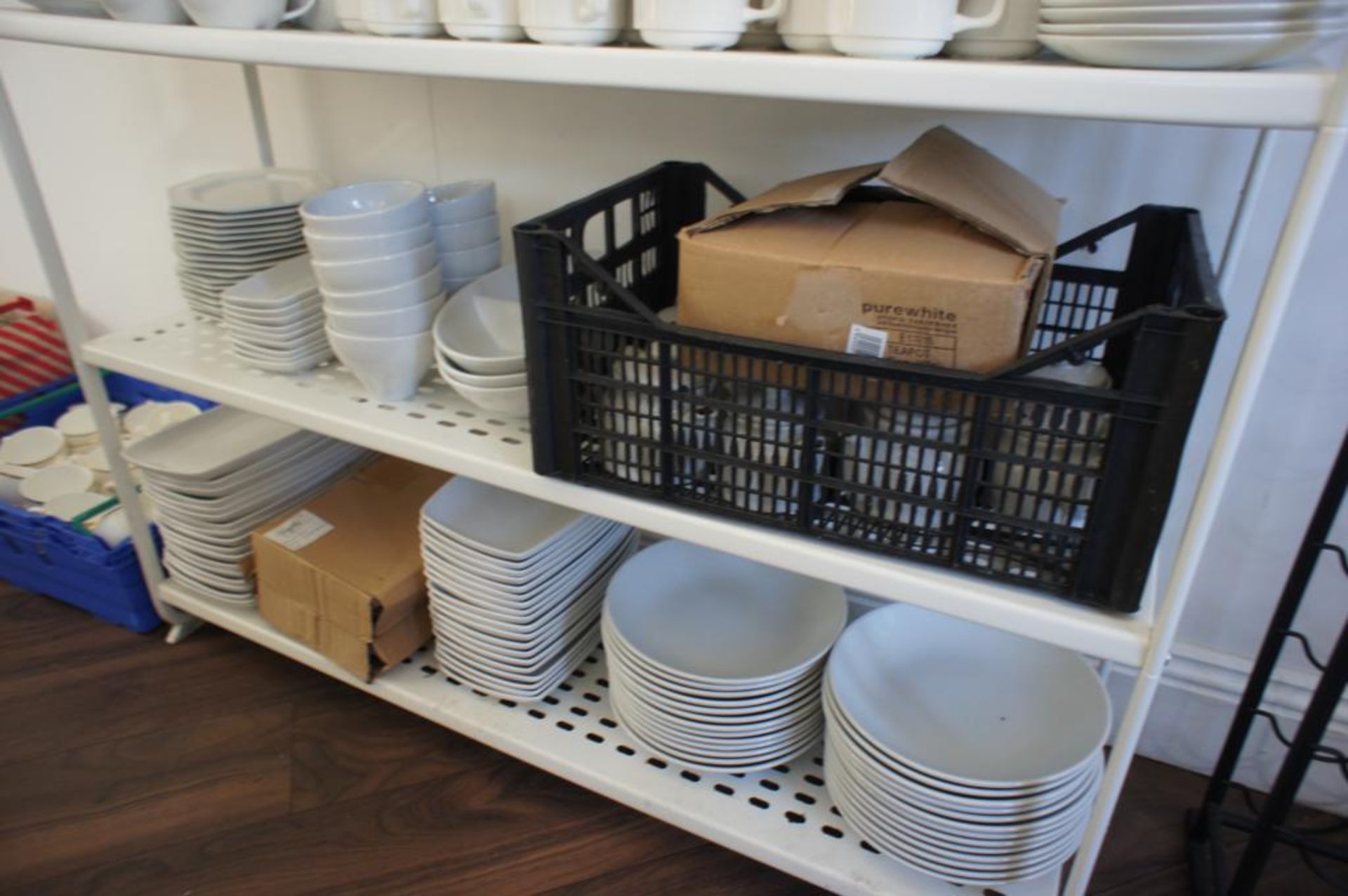 5-Tier Metal Storage Rack & Contents including Glassware, Cups, Bowls, Plates etc. - Image 5 of 8