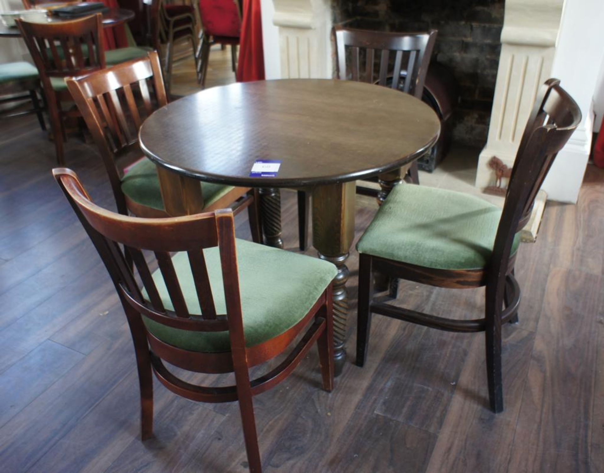 Oak Effect Circular Table 900mm Diameter with 4 x Oak Effect Part Upholstered Chairs - Image 3 of 3