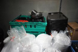 Quantity of Various Takeaway Containers, Plates, Cups etc. (Located in Basement)