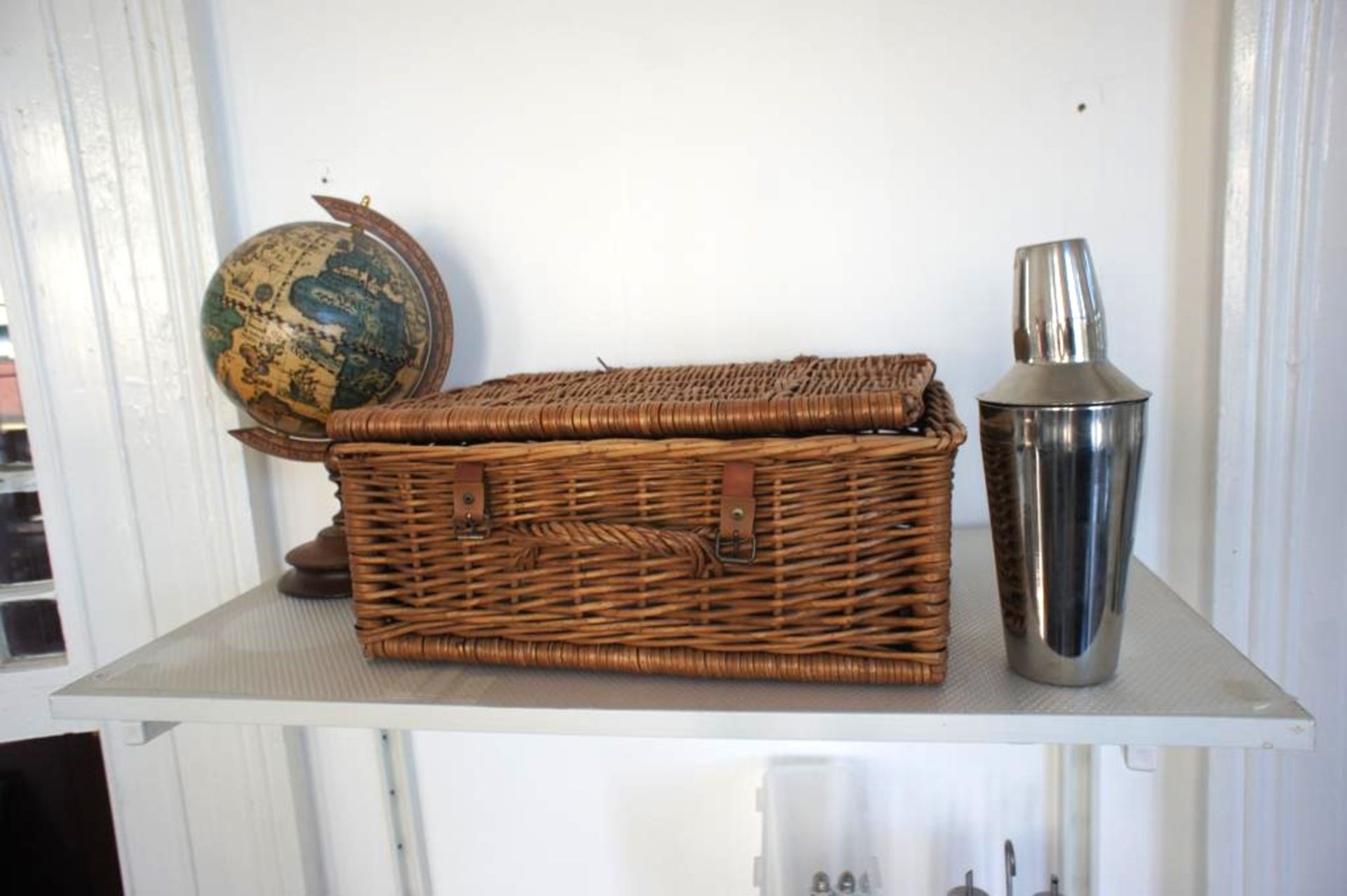 Contents to 4 Shelves including Basket, Globe, Scales etc. - Image 4 of 5