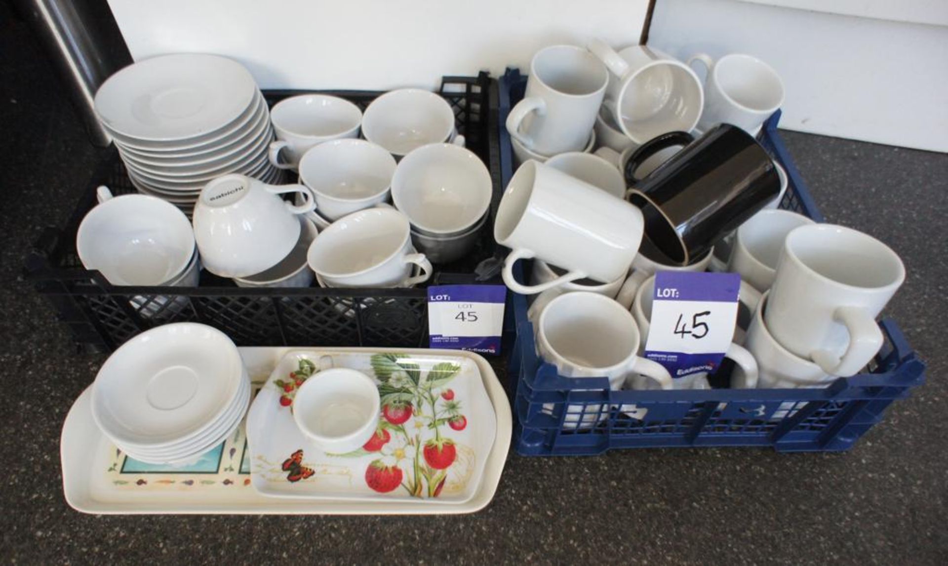 12 Cups & Saucers with Various Cups & Bowls