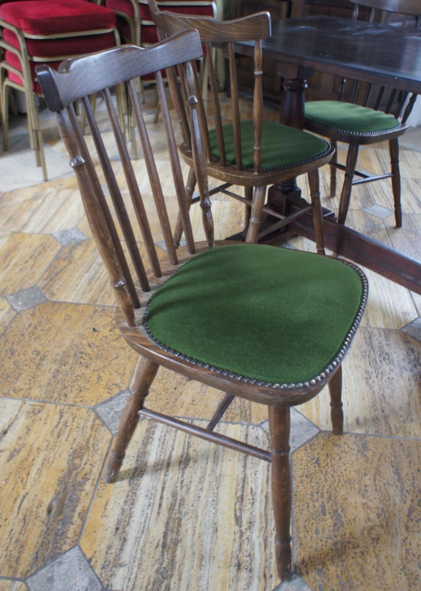 Oak Effect Rectangular Table 1200 x 680mm with 4 x Oak Effect Part Upholstered Chairs - Image 2 of 4