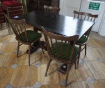 Oak Effect Rectangular Table 1200 x 680mm with 4 x Oak Effect Part Upholstered Chairs