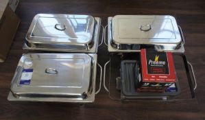 Various Stainless Steel Food Warmer Stand Components & Fuel Canisters