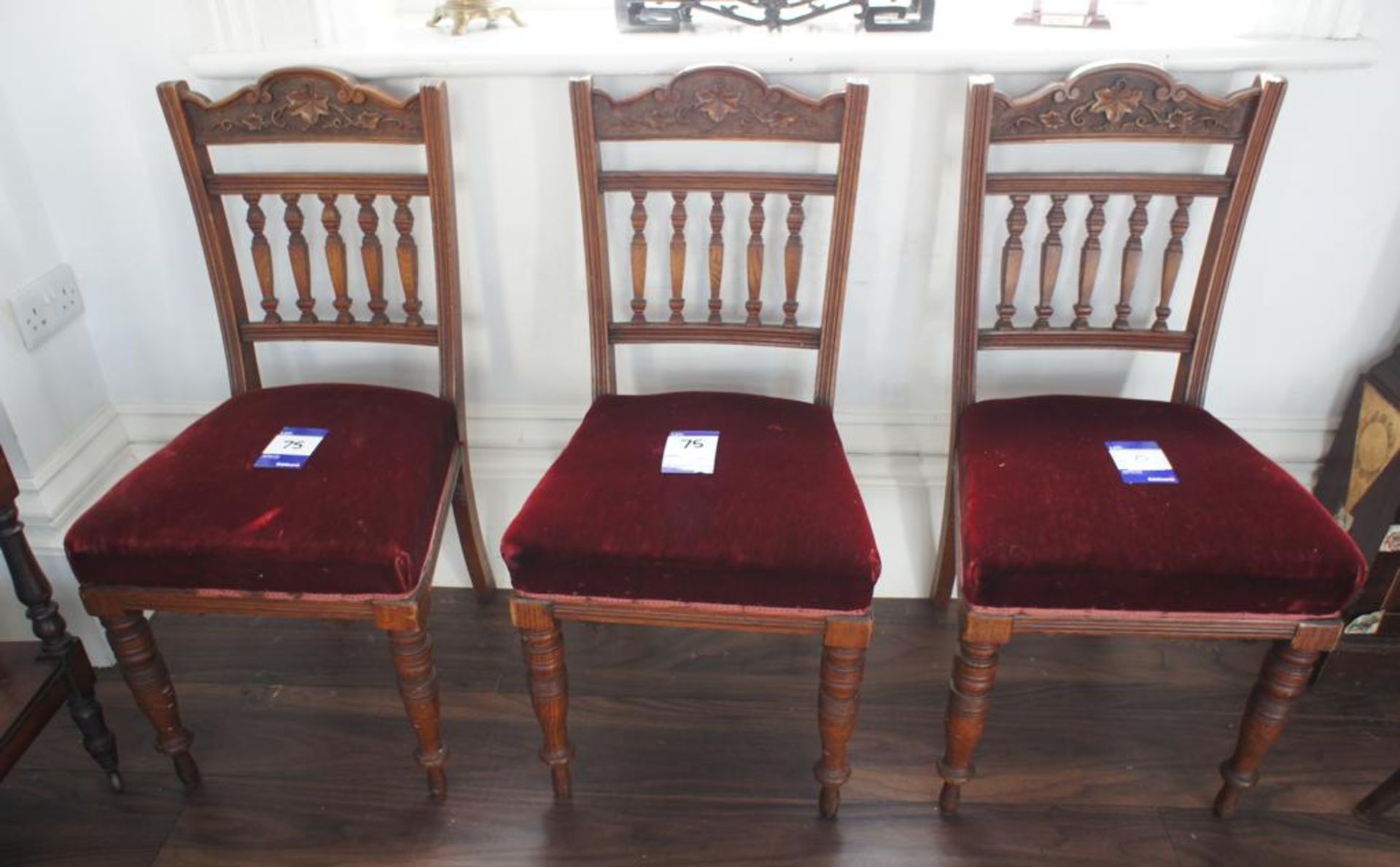 3 x Oak Effect Part Upholstered Chairs