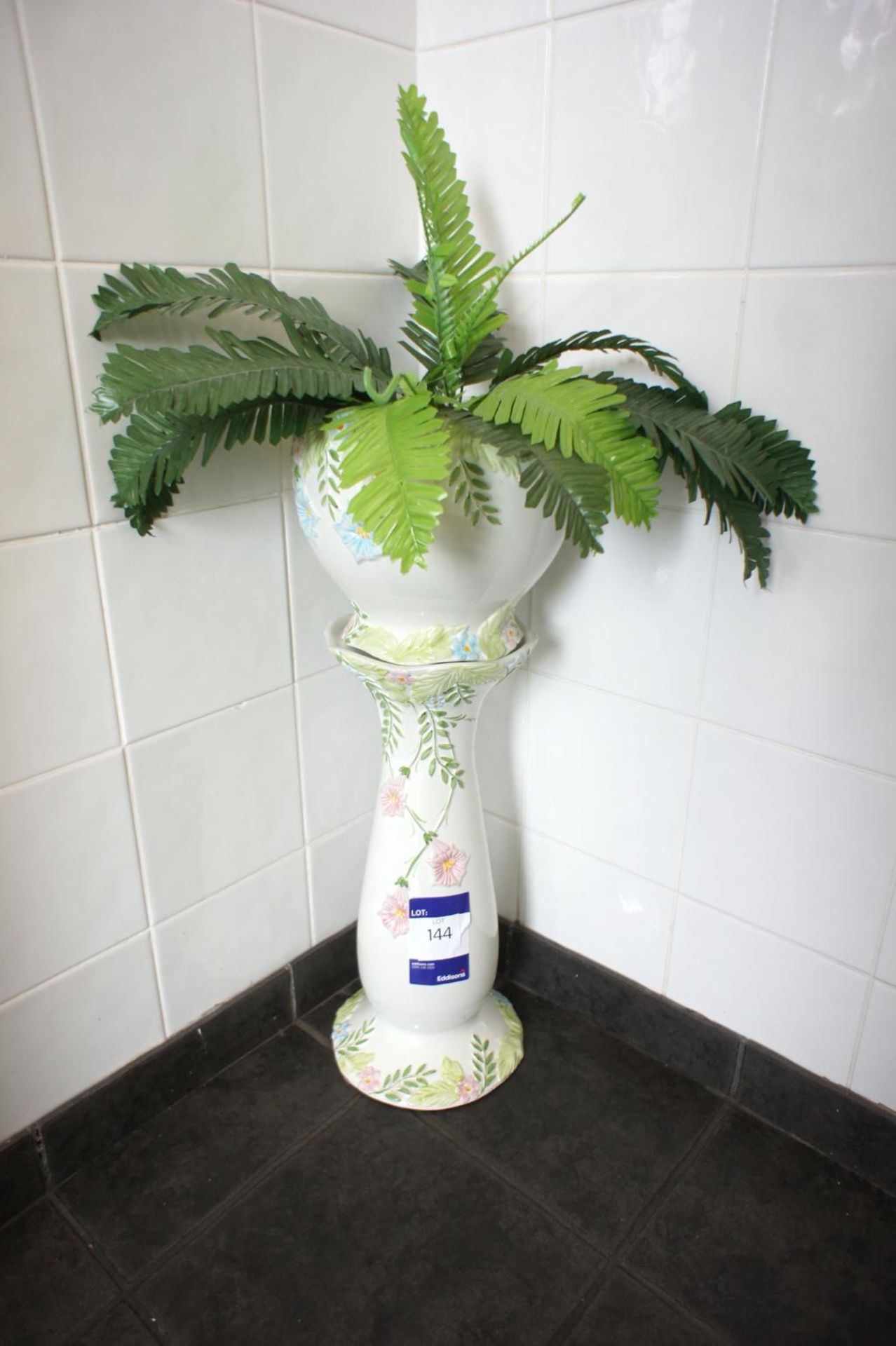 Ceramic Plant Pot & Stand - Image 2 of 2