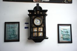 Clock Artwork with 2x Framed & Glazed Owl Embroideries