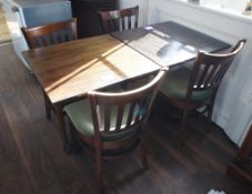 2 x Oak Effect Square Tables 680 x 680mm with 4 x Oak Effect Part Upholstered Chairs