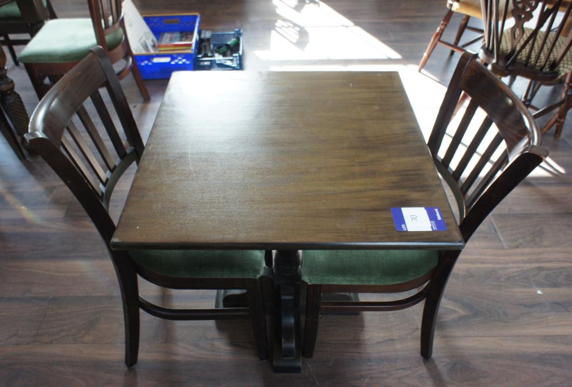 Oak Effect Square Table 680 x 680mm with 2 x Oak Effect Part Upholstered Chairs - Image 4 of 5