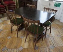 Oak Effect Rectangular Table 1200 x 680mm with 4 x Oak Effect Part Upholstered Chairs