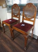 2 Oak Effect Part Upholstered Chairs with Claw Feet