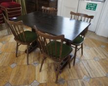 Oak Effect Rectangular Table 1200 x 680mm with 4 x Oak Effect Part Upholstered Chairs