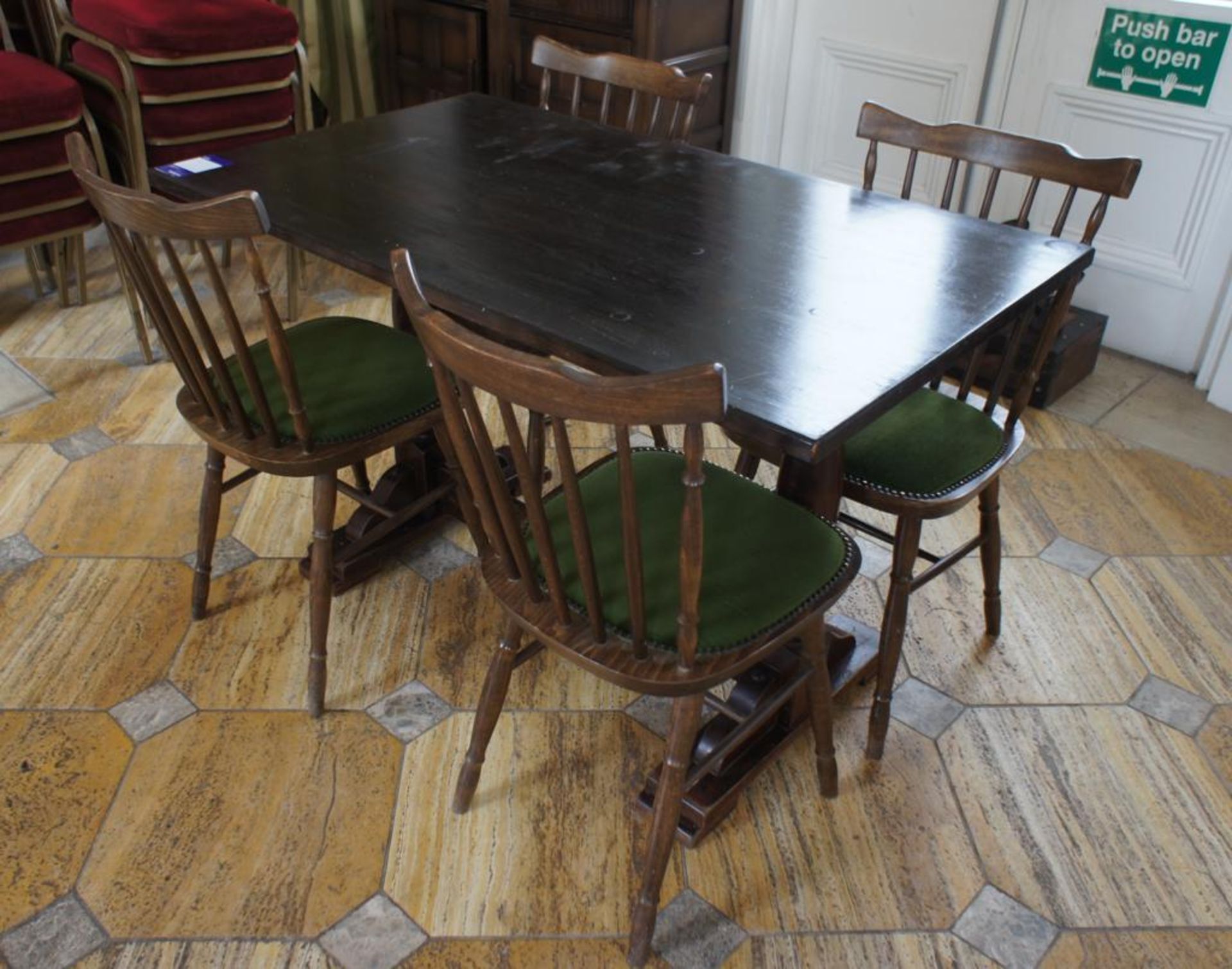 Oak Effect Rectangular Table 1200 x 680mm with 4 x Oak Effect Part Upholstered Chairs