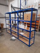 3 x 5 tier light duty racks, approx. 1800mm high, 900mm wide, 450mm depth