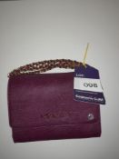 Maviya “Mannie” Purple Vegan Italian Leather Evening Clutch Bag with Grained Finish, Faux Suede