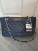 Maviya “Chicie” Blue Vegan Italian Leather Shoulder Bag with smooth finish and quilted effect,