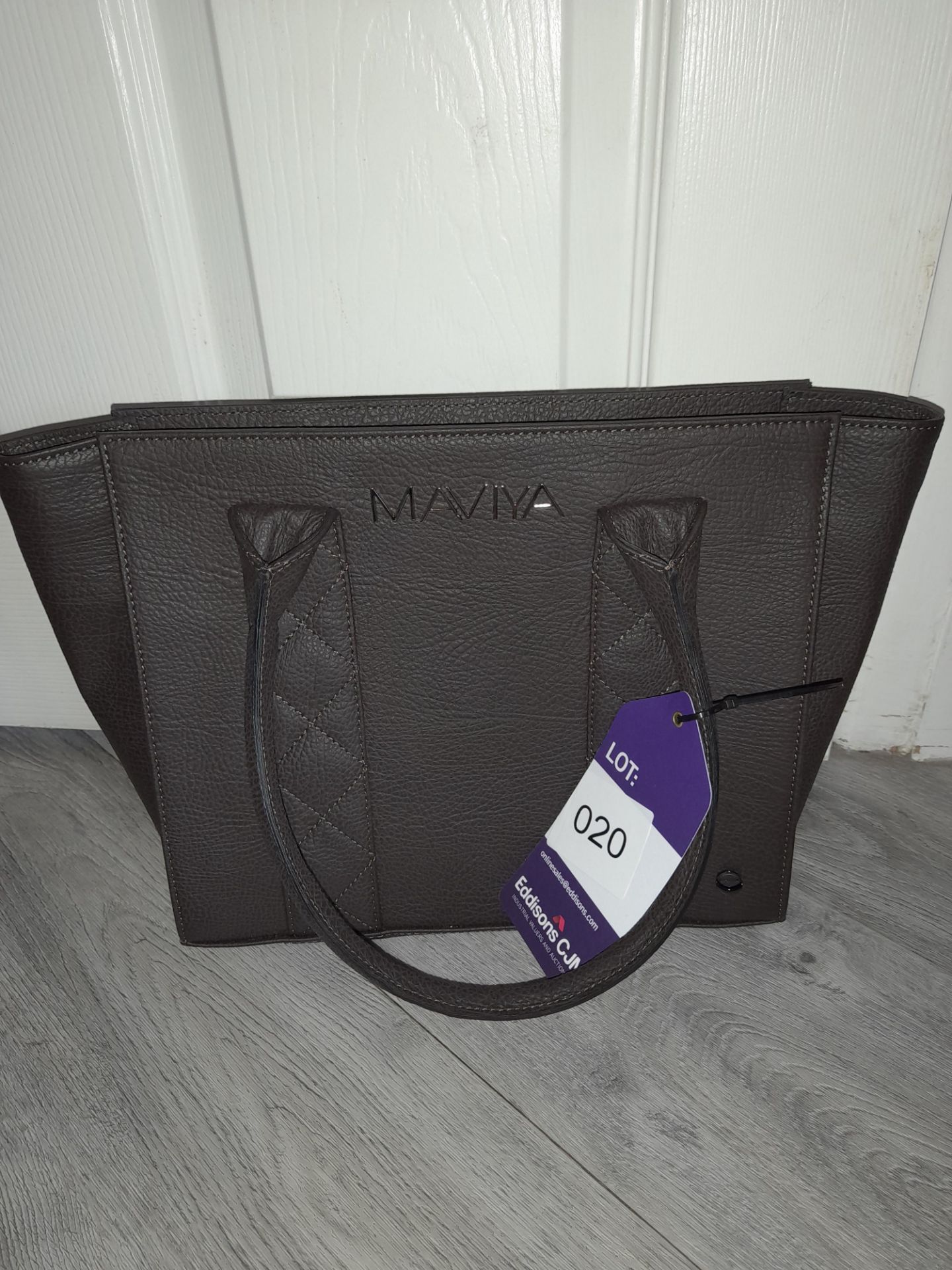 Maviya “Clara” Vegan Italian Leather Shoulder Bag with Grained Effect and Quilted Strips. Faux Suede