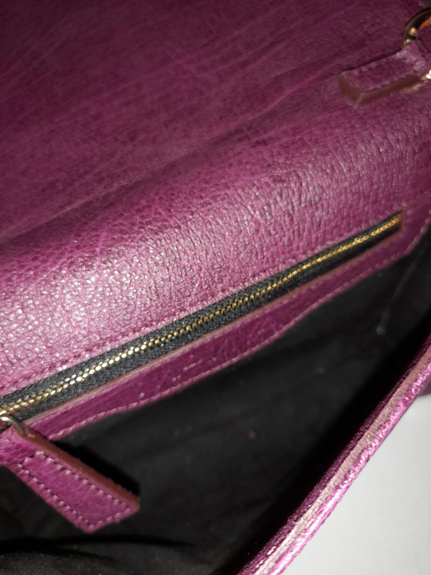 Maviya “Mannie” Purple Vegan Italian Leather Evening Clutch Bag with Grained Finish, Faux Suede - Image 2 of 2