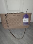 Maviya “Chicie” Cream Vegan Italian Leather Shoulder Bag with smooth finish and quilted effect, faux