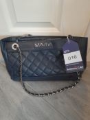 Maviya “Chicie” Blue Vegan Italian Leather Shoulder Bag with smooth finish and quilted effect,