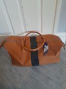 Maviya “Weekender” Tan Vegan Italian Leather Holdall with smooth soft finish and Faux suede lining