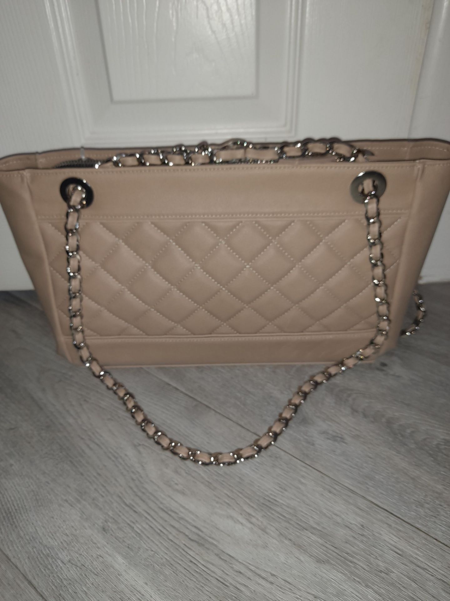 Maviya “Chicie” Cream Vegan Italian Leather Shoulder Bag with smooth finish and quilted effect, faux - Image 2 of 4