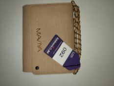 Maviya “Mannie” Mustard Vegan Italian Leather Evening Clutch Bag with Grained Finish, Faux Suede